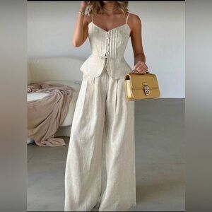 SHEIN Stylish Cream Camisole and Pant Set